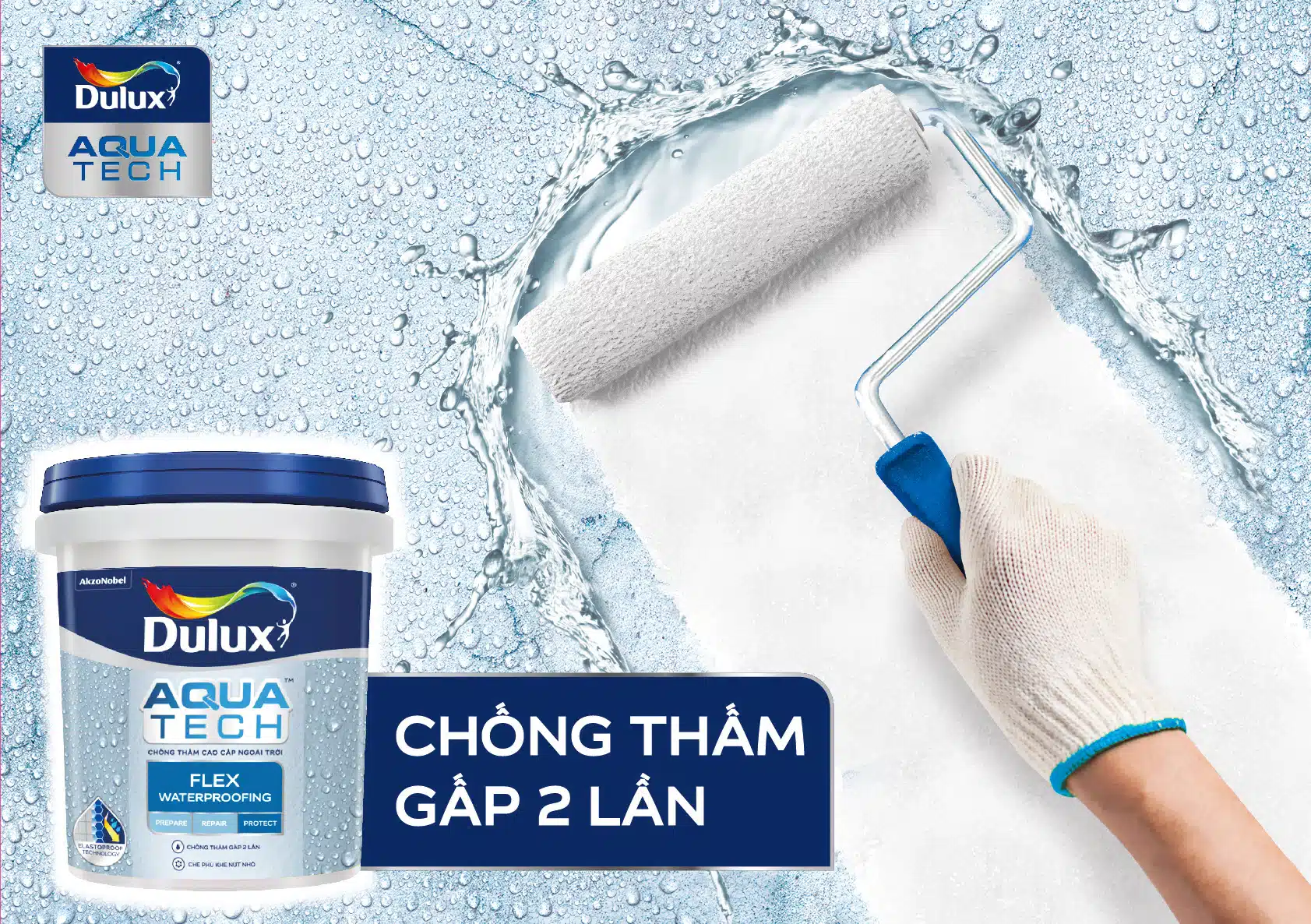 Sơn chống thấm Dulux Aquatech được phát triển với công nghệ Hydroshield tiên tiến